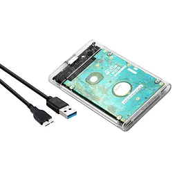 Кишеня Dynamode зовн.для 2.5" SATA/SSD HDD - USB 3.0, безгвинт.засувне кріплення, пластикова прозора