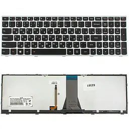 Клавіатура для ноутбука LENOVO (G50-30, G50-45, G50-70, Z50-70, Z50-75, Flex 2-15) rus, black, silver frame, підсвічування клавіш - мініатюра 2