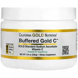Буферизований Вітамін C некислий порошок California Gold Nutrition Buffered Gold C Non-Acidic Vitamin C Powder Sodium Ascorbate 1000 мг 238 г