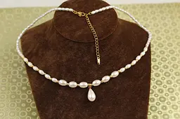 Набір Xuping Jewelry Шепіт дюни з перлиною крапля 42+6 см золотистий