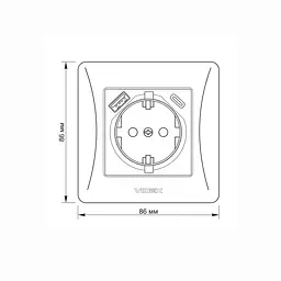 Розетка одинарна із заземленням з USB+USB-C чорний графіт VIDEX BINERA VIDEX (27865-000) - мініатюра 5
