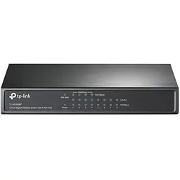 Комутатор TP-LINK TL-SG1008P, 8x100/1000 Mb/s, PoE 65.2W, металевий корпус, некерований