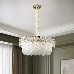 Підвісна кришталева люстра Splendid Ray L2221/600/9 у золоті з квітковим декором, 9 ламп E14