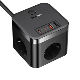 Сітчасте зарядне пристрій Baseus PowerCombo Cube Power Strip 3AC+2U+2C 30W 1.5m EU чорний E00066400117-00 - мініатюра 3