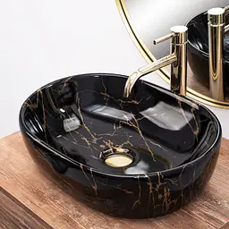 Умивальник Rea Amelia накладний black marble shiny REA-U8000, Чорний - мініатюра 5