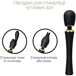 Вібромасажер із насадками Zalo Kyro Wand Obsidian Black - мініатюра 5