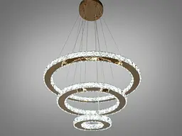 Люстра стельова LED Diasha 7201-8W/580+400+200G 66W, регульована висота, пульт ДУ, діаметр 58 см, кришталевий дизайн, для дому - мініатюра 4