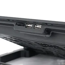 Підставка під ноутбук IceCoorel A9, 10-15.6", 6*60мм 2500±10% RPM, корпус пластик+алюміній, 2xUSB 2.0, 353x255x32mm, Black, Box, Q20 - мініатюра 3