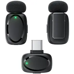 Петличний бездротовий мікрофон Acefast R2 Dual-mic Type-C Black - мініатюра 3
