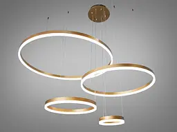 Люстра стельова LED Diasha D2485-800+600+400+200G D2485, 135W, золото, для низьких стель, регульована висота - мініатюра 3