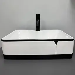 Умивальник VBI Forli black lined накладний VBI-011108, Білий - мініатюра 4