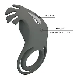 Ерекційне кільце Pretty Love Vibrant Penis Ring Ruben 8.5 см сірий - мініатюра 8