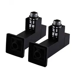 Набір кутових кранів Solomon LUX 8888-CUBE 1/2" із американкою Black 30412 - мініатюра 6
