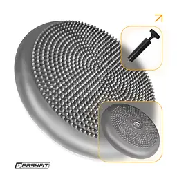 Балансувальна масажна подушка EasyFit сіра з насосом (сенсомоторний масажний диск для тренування рівноваги та масажного впливу)