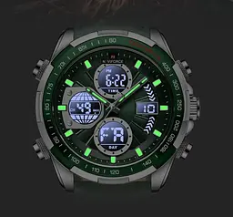 Наручний годинник чоловічий NaviForce Fly Army Hook Green 2 ремінці Сріблястий (3594) - мініатюра 5