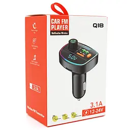 Автомобільний FM-трансмітер-модулятор Bluetooth Voltronic FMQ18EQ 3,1 А, USB, TF - мініатюра 1