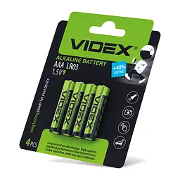 Батарейка лужна Videx LR03/AAA 4шт Blister Card VIDEX (21165-000) - мініатюра 2