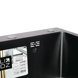 Кухонна мийка Lidz H5050B 3.0/0.8 мм Brush Black (LDH5050BPVD3008), Чорний - мініатюра 5