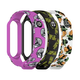 Комплект силіконових ремінців для фітнес браслетів Xiaomi Mi Band 5/6/7, Silicone, tw, зі зручною застібкою, на фітнес трекер та смарт годинник, ArmorStandart (ARM77066)