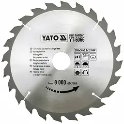 Диск пиляльний победітовий по дереву YATO 200х30x3.2x2.2 мм (YT-6065)