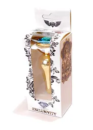 Металева анальна пробка з кристалом Boss Jewellery Gold Butt Plug Light 9.5 см (блакитний) - мініатюра 10