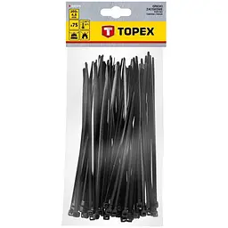 Стяжка Topex чорна, 4.8x200 мм, пластик, 75 шт. (44E978)