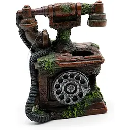 Декор керамічний для акваріума затонулий старий телефон, 12.5×6.5×12.5 см