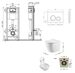 Набір Qtap Nest 4 в 1 підвісний унітаз Robin Ultra Quiet 520x365x365 + комплект інсталяції QT13332381AW47502 - мініатюра 9