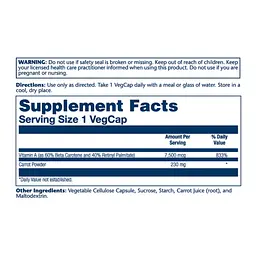 Вітамін А Vitamin A Dry Form 7600mcg - 60 caps - мініатюра 2