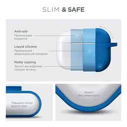Силіконовий чохол для навушників Apple AirPods Pro, Hang Case, синій, ультратонкий захисний кейс товщиною 2 мм, захист від подряпин, пилу та ударів, компактний, з карабіном для кріплення, ArmorStandart (ARM56073) - мініатюра 3