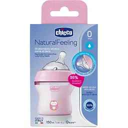 Пляшечка для годування Chicco Natural Feeling, Color, з силіконовою соскою, 150 мл, рожевий (81311.10) - мініатюра 9