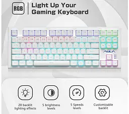 Клавиатура игровая механическая Aula Mechanical F-3032 White keycaps + 21 Yellow keys KRGD Brown - мініатюра 6