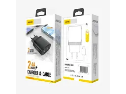 Мережевий зарядний пристрій Aspor A811 (2USB/2.4 A) Black - мініатюра 4