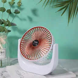 Вентилятор настільний Fan Portable F138 біло-червоний, портативний вентилятор на акумуляторі 4.5W, 3 швидкості