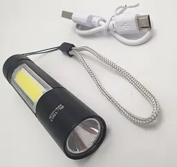 Ручний LED ліхтар мініатюрний ліхтарик акумуляторний з бічним COB світильником USB зарядка Bailong BL 1501 XPE+COB - мініатюра 9