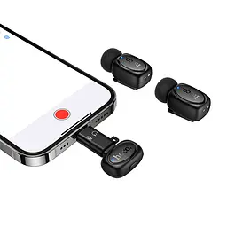 Бездротова мікрофонна система HOCO L19 Graceful dual-mic (iP/Type-C) Black (6942007655477) - мініатюра 5