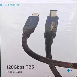 Кабель USB4 Thunderbolt 5 HAGiBiS Type-C 120Gbps 240W Black Soft 1 метр - мініатюра 2