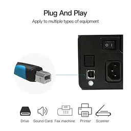 Кабель для принтера USB 2.0 AM/BM 2.0m black Vention (VAS-A16-B200) - мініатюра 5