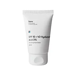 Крем для обличчя Sane SPF10 + 4D Hyaluronic Acid 3% Nourishing Face Cream pH 6.5 Живильний 40 мл (4820266830892) - мініатюра 1