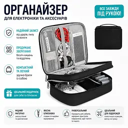 Органайзер для електроніки та аксесуарів дорожній чохол для кабелів зарядних пристроїв навушників та гаджетів - мініатюра 2