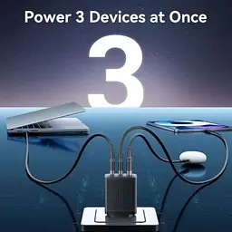 Зарядний пристрій Vention 2xUSB-C PD65W + 1xUSB QC3.0 60W GaN white (FERW0-EU) - мініатюра 5