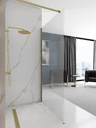 Душова стінка Rea Aero 90 intimo brushed gold REA-K4124, прозорий, золотий - мініатюра 5