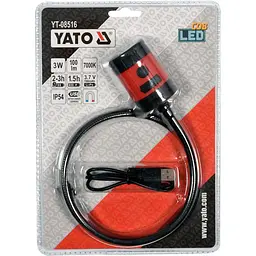 Лампа світлодіодна Yato з гнучким тримачем та магнітом 3.7 В Li-Po (YT-08516) - мініатюра 3