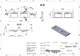 Умивальник Miraggio Agness 1500 mirasoft Білий матовий 0001060 - мініатюра 5