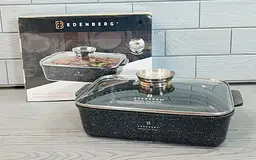 Жаровня Edenberg EB-12123 (32×23×7,5 см/4,7 л) з антипригарним покриттям, кришкою та кнопкою для оливи