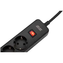  Мережевий фільтр-подовжувачь 2E SP515M2-USB-BK 5хSchuko 3xUSB 2 м 5 розеток 16 A 3.68 кВт - мініатюра 3