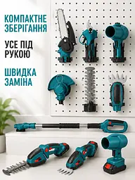 Акумуляторний садовий набір 6 в 1 із секатором, пилою, тримером і кущорізом (49676051) - мініатюра 2