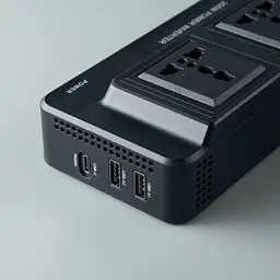 Інвертор автомобільний 12 - 220в - DC XC-37 (розетки 2xEU + 2USB + PD ) 200W чорний - мініатюра 2