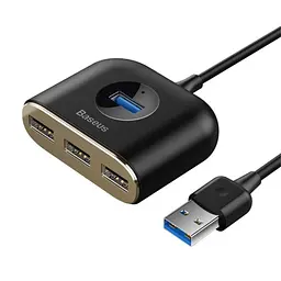 USB HUB Baseus Square round 4 in 1 USB HUB Adapter(USB3.0 TO USB3.0*1+USB2.0*3) 1m чорний CAHUB-AY01 - мініатюра 4