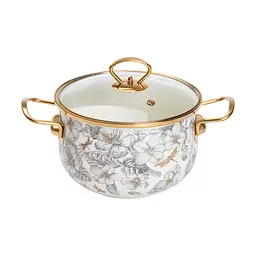 Каструля емальована 3,5 л зі скляною кришкою, flowers Yiwu HP-2-106